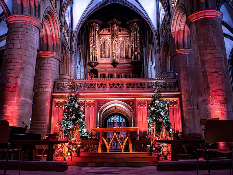 Gloucester Cathedral Christmas Experience at Night