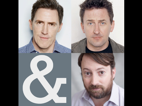 Rob Brydon, David Mitchell and Lee Mackat the Everyman Theatre, Cheltenham